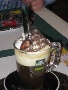  Cappuccino with cream. Spoon stays upright. Well done 