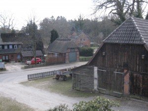 Overnachting in boederij in Undeloh. Tosca sliep in deze schuur